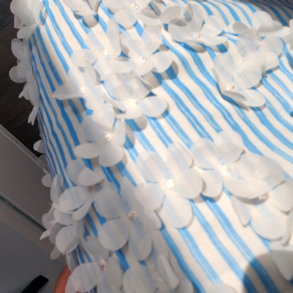 Blue and White Striped Floral Dress